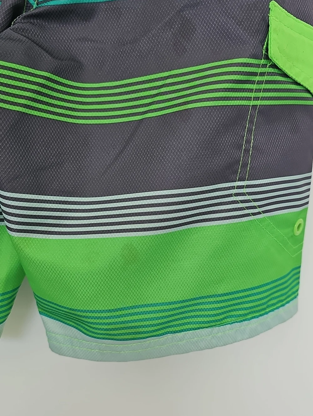 Nike Kids' Green, Grey & Teal Striped Swim Trunks Boys Sz S